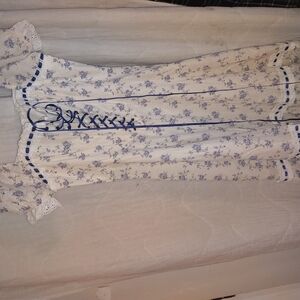 Floral Lace-Up Maxi Dress